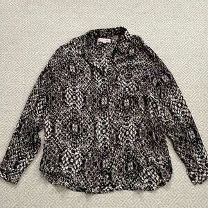 Philosophy Patterned Long Sleeve Button Down Blouse Size Medium